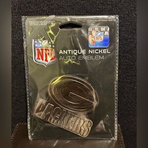 Green Bay Packers NFL Antique Nickel Auto Emblem Plaque 3 Inch Heavy
